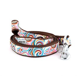 The Worthy Dog Swirly Floral Leash 5ft Stylish Brown Pattern, Comfortable Durable Nylon Fits Small, Medium, Large Dogs, Fun Outdoor Puppy Walking Accessory-Small