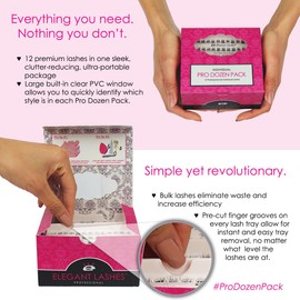 Elegant Lashes Tapered Trio Flare Extra-Short Black Individual Eyelashes (Pro Dozen Pack - 12 Trays) | Cruelty-Free FAUX MINK