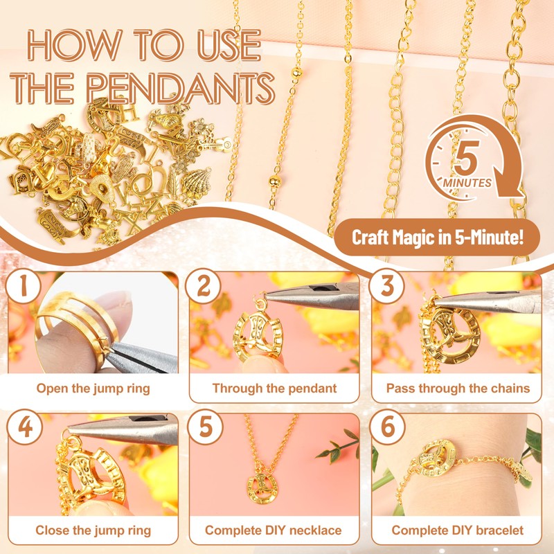 Meneng Necklace Jewelry Making Kit: 10 Rolls 78.7 Feet 18K