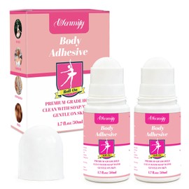 2 Pack Body Adhesive Roll On for Clothing & Skin,Strong Hold, Sweat Resistant, Easy Wash Off Body Glue for Clothes, Socks, Wigs, Costumes, Leotards, Bras – No Residue, Gentle Formula
