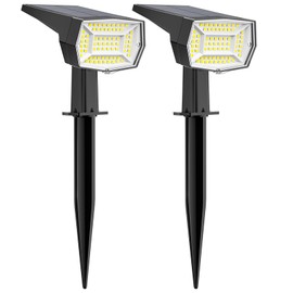 Fabrito 72 LEDs Solar Spot Lights Outdoor Waterproof, 3 Modes Landscape Spotlights, Dusk to Dawn Solar Powered Flood Wall Lights for Outside, Solar Garden Lights for Yard Porch 2 Pack (Warm White)