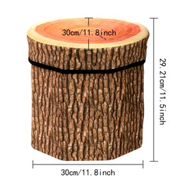 Lawei 3 Pack Tree Stump Storage Stools, 12 x 12 Inches Folding Storage Stool Ottoman with Foam Cushion, Collapsible Storage Seat Chest, Vintage Storage Toy Box Wood Stump Organizer Stool for Toy