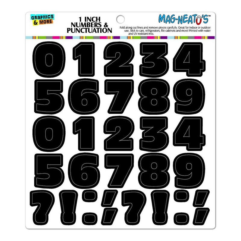 Numbers Punctuation Black Novelty Gift Locker Refrigerator Vinyl Magnet Set