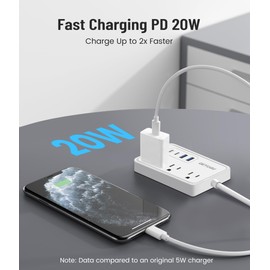 GEYUGU US to Europe Plug Adapter - US to UK Europe Plug Adapter Power Strip with 3 AC Outlets and 4 USB(2 PD20W) Type G/C/A/I Plug Adapter for EU UK US AU Italy Spain France Ireland 2.7ft