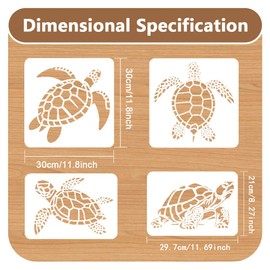 Doodlream 4Pcs Sea Turtle Wall Stencil Templates Reusable Plastic Turtle Pattern Stencils for Painting on Wood Wall Floor Fabric Glass Furniture, DIY Home Decor or Craft Stencils