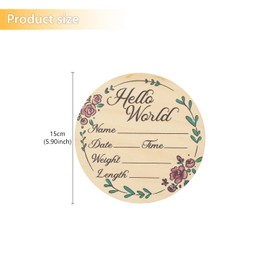 Wooden Baby Announcement Sign, 5.9 Inch Hello World Plaque Wooden Newborn Welcome Sign Baby Birth Sign for Hospital Photo Prop Baby Shower New Parents Gift Y7CYCSMP