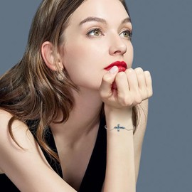 Midir&Etain Irish Celtic Cross Bracelet 925 Sterling Silver Cross Adjustable Chain Bracelet Celtic Jewellery Protective Gift for Men Women