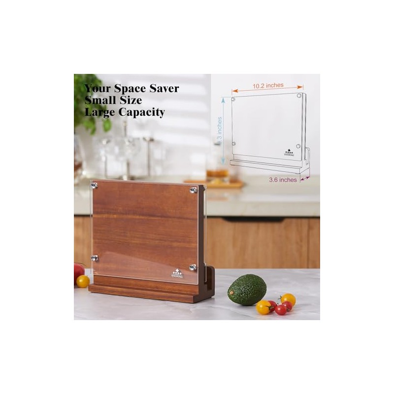 ENOKING Magnetic Knife Block with Acrylic Shield, Double Side Kitchen
