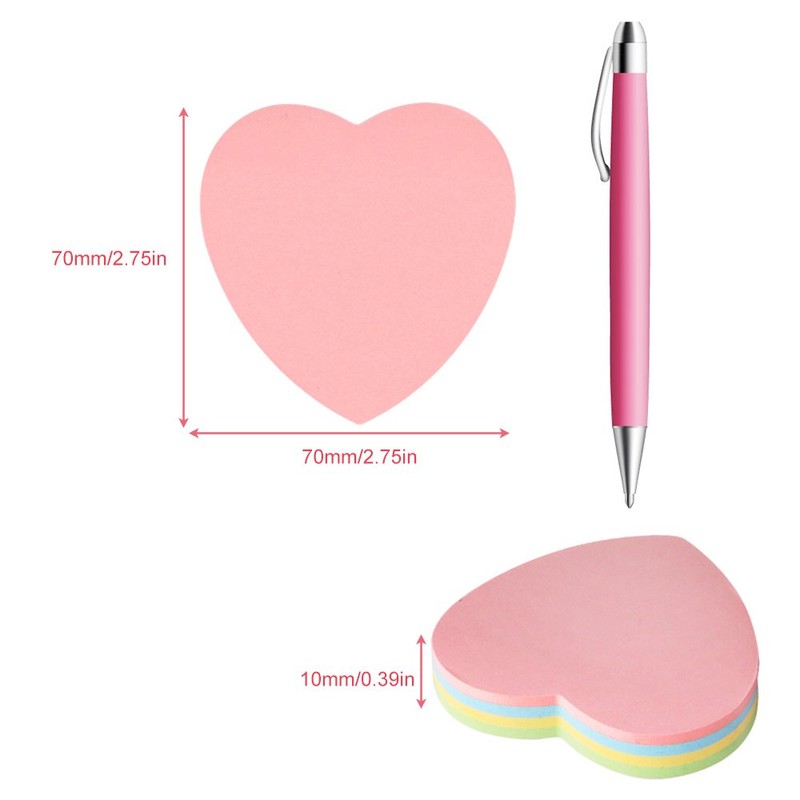 GTHER Heart Shaped Sticky Notes, Colored Sticky Notes Pink Red
