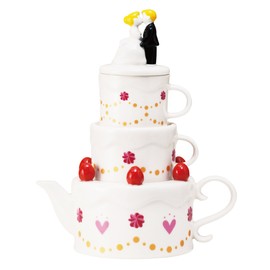 San Art Happy Wedding Tea for Two SAN2004 (Set of Two Cup and teapot 2) (Japan Import)
