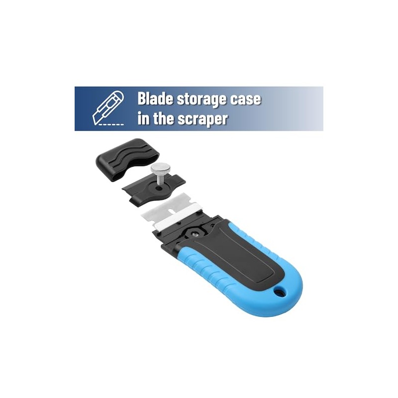Bates- Razor Blade Scraper, Blue, Locking Razor Scraper Set with