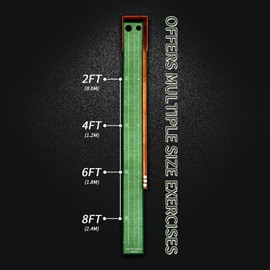 YOUCZON Putting Green Indoor, No Hump Golf Mat with Auto Ball Return - Easy to Fold Solid Wood Base, Luxurious Velvet Surface - Ideal for Home or Office and Golfers