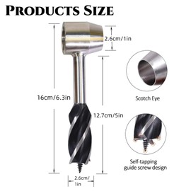 Survival Settlers Tool Bushcraft Hand Auger Wrench Scotch Eye Wood Drill Manual Drill Wrench Bushcraft Survival Tool with Leather Pouch and Hook for Outdoor Camping Bushcrafting Backpacking (Black)