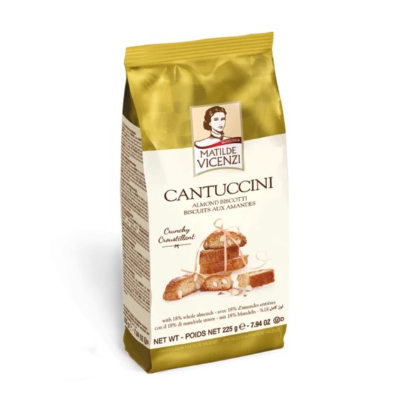 Matilde Vicenzi Cantuccini Almond Biscotti - Timeless Classic Crunchy Tuscan Pastry - Authentic Bite-Size Italian Biscuits With Real Whole Almonds For Coffee, Tea Or Wine - Kosher, Dairy - 7.93 oz Bag