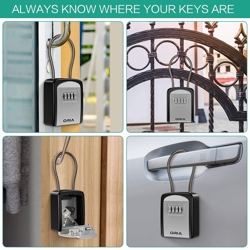ORIA Key Lock Box, 4 Digit Combination Lock Box Key