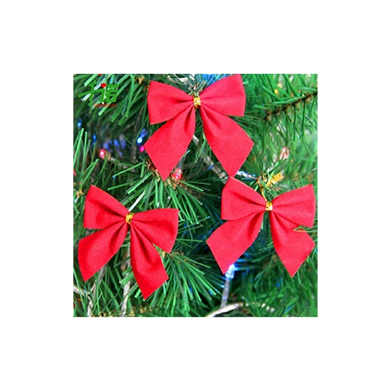 Red Velvet Christmas Decoration Bows (10cm) - 12 pack