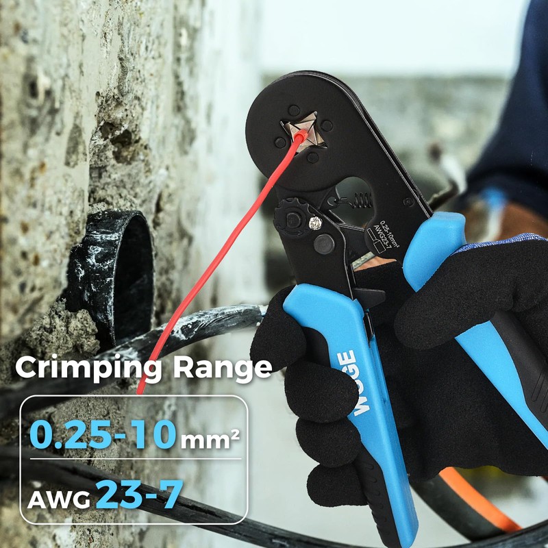 WGGE Ferrule Crimping Tool Kit, AWG 23-7 Self-adjustable Ratchet Wire