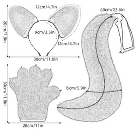 Perfeclan Wolf Ears and Tail Set Lovely Claws and Tail Set for Stage Performance Festival, Grass Yellow