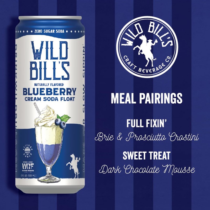 Blueberry - Wild Bill's Zero Sugar Cream Soda, Zero Artificial