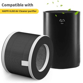 KJ80 Replacement Filters for Happi KJ80 My Happi Purifier, 3-in-1 filter of Activated carbon and fine mesh nylon filter, 2 Packs