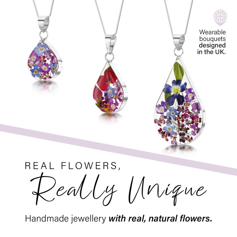 Silver Heart Pendant In Silver Poppy Medium Teardrop 45.72 cm