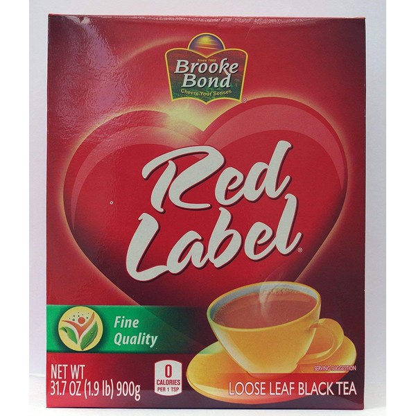 Brooke Bond Red Label Loose Leaf Black Tea, 31.7 Ounce(1.9 Pound) 900 Gram - Unilever - PACK OF 4