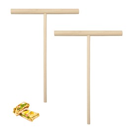 Lotsdonxia 2PCS T-Shaped Natural Wooden Crepe Spreaders, 4.7 x 6.3 Inches, Ideal for Pancake Making and Other Kitchen Tasks