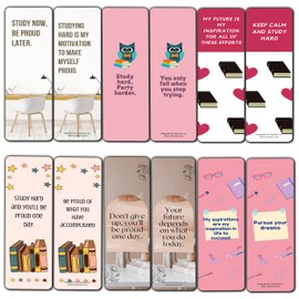 Creanoso Study Now, Be Proud Later Bookmarks (5-Sets X 6 Cards) – Daily Inspirational Card Set – Interesting Book Page Clippers – Great Gifts for Adults and Professionals