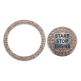 INFINAUTO Universal Bling Car Engine Start Stop Button Cover Car One Click Push Start Button Ring Sticker Forkris Tal Rhinestone Ignition Button Trim Orange 1 Set