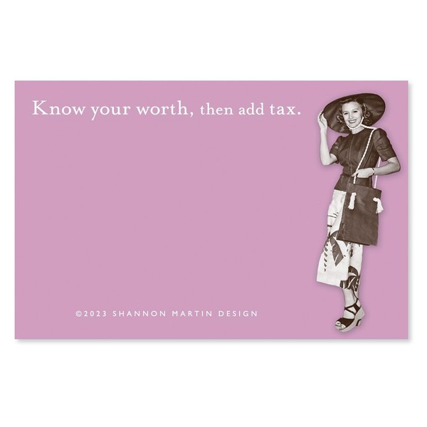 Know Your Worth, Then Add Tax Sticky Notes in Purple