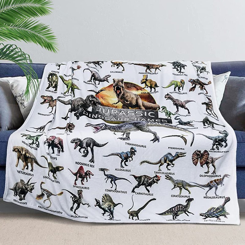Kids Blanket Machine Washable Dinosaur Pattern Soft Plush Blanket for