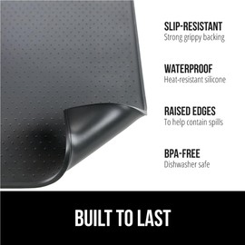 Gorilla Grip Silicone Coffee Mat, Espresso Drink Bar Station Accessories, Waterproof Heat-Resistant Dish Drying Mats, Stay in Place on Kitchen Counter, Home Kitchen Décor Essentials, 11.5x18.5, Black