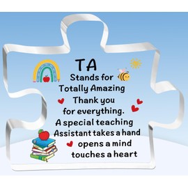 TTOVEN Teaching Assistant Gifts TA Teacher Plaque Presents Teacher Appreciation Acrylic Plaque Presents