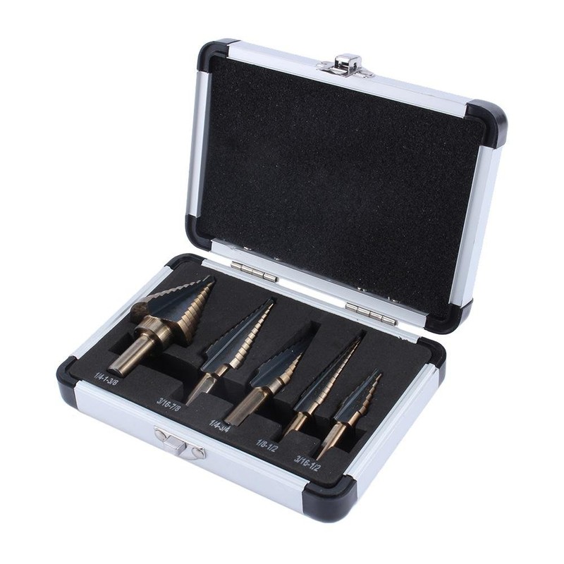 HSS Step Drill Set, Fydun 5-Piece Taper Drill Bit Step