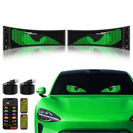 MIMIRGB 2PCS Devil Eye Lights for Cars, LED Eyes for Truck Windshield, 14"x 4" Flexible Animated LED Matrix Panel Sign, Digital Display for Car Van Window