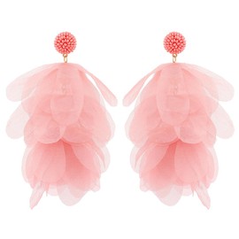 Earrings for Women Girls Colourful Leaf Earrings Fabric Flower Cluster Elegant Bohemian Fashion Jewellery Gifts Accessories for Valentine's Day Birthday, Stainless Steel, No Gemstone