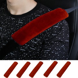 acdiac 5 Pack Soft Plush Car Seat Belt Shoulder Pads Universal Fuzzy Car Seat Belt Cover Faux Wool Shoulder Pads Strap Cover (WineRed)