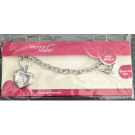 MEMORY MAKER PHOTO BRACELET, toggle closure, Heart charm 2 photos, NEW w instruc