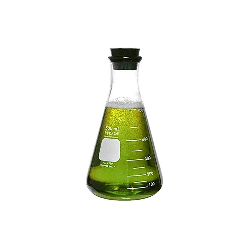 Corning Pyrex #4980-500, 500ml Erlenmeyer Flask with Rubber Stopper (Single)