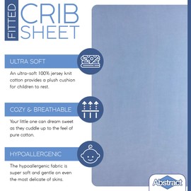 Pack n Play - Sábana bajera ajustable - Super suave, 100% algodón de jersey natural - 68,5 x 99,08 cm - para niños y niñas, se adapta a colchones Pack n Play, Playard y plegables - Dobladillo elástico cubierto, color azul