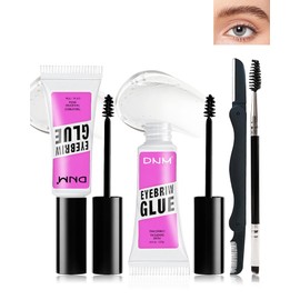 Eyebrow Gel Set, 2 Pieces, Transparent Eyebrow Gel, Naturally Smudge-proof Eyebrow Colour, 16 Hours Long-Lasting Waterproof, Instant Styling Makeup Eyebrow Gel with 2 Eyebrow Tools, 1 + 1 Clear