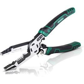 9-in-1 Wire Stripper Tool, Heavy Duty Cable Cutters, C-RV Multifunctional Needle Nose Pliers for Electric Cable Stripping, Cutting, and Crimping
