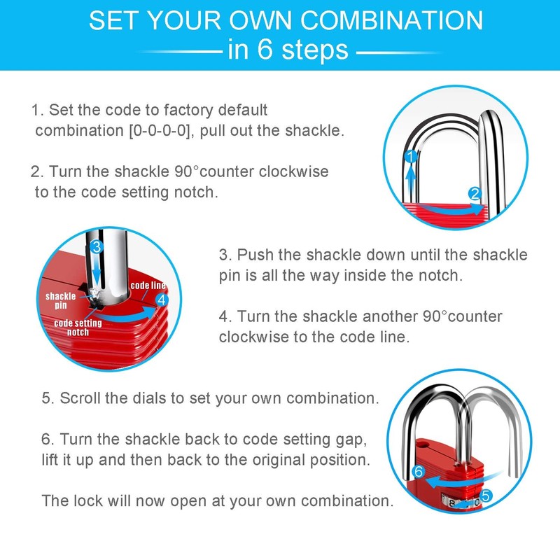 ZHEGE Locker Padlocks, Combination Padlock for Gym, Outdoor Padlocks with