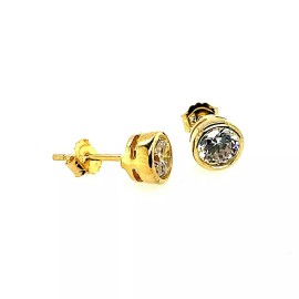 LittleGoldDaisy CZ Stud Earrings 14k Gold plated 925 Sterling Silver 0.25" Unisex Sparkle Bling