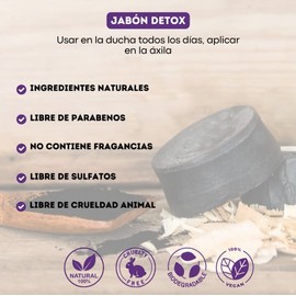 KOKOS | Pack 2 Jabones Detox con Carbón Activado | Limpieza profunda para axilas y cuerpo | Elimina mal olor | Jabon de baño | Carbon activado | Natural y vegano | 2x55 g