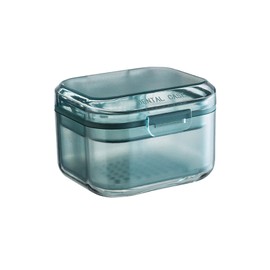 Dental Dispenser Denture Holder Invisible 3 Stage Portable Dental Bite Basket for Mouth Guard (Blue, 8 x 7.3 x 5.5cm)