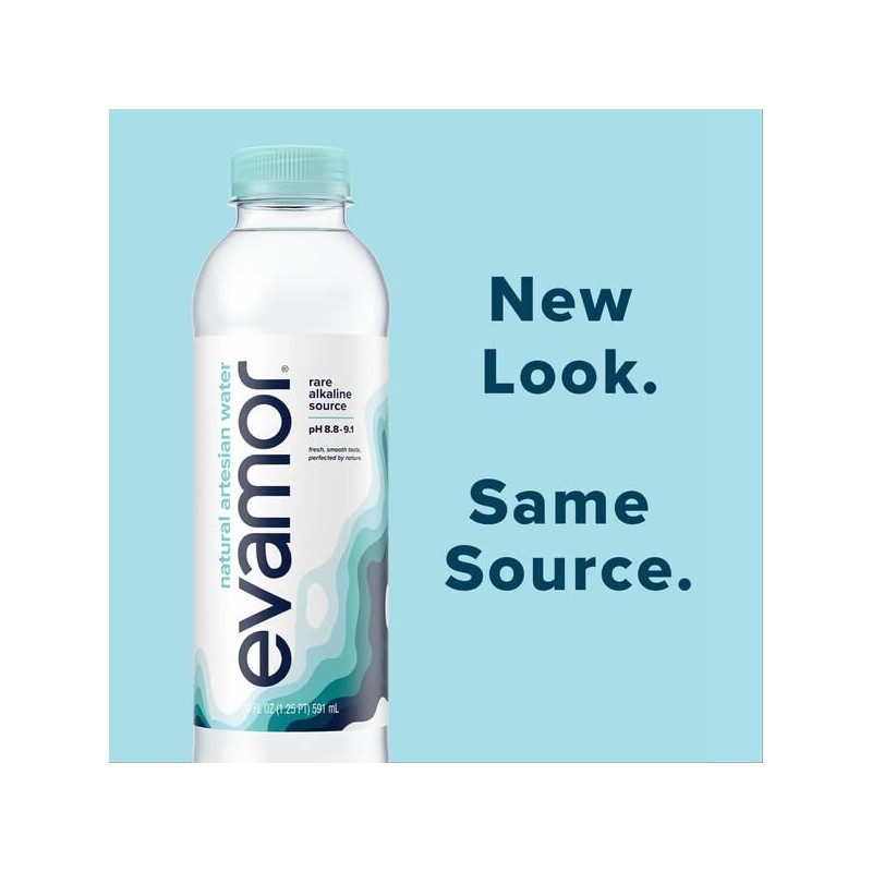 EVAMOR Artesian Bottled Water - Single Source, Naturally Alkaline and