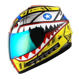 WOW Motorcycle Full Face Helmet Street Bike BMX MX Youth Kids Shark Yellow