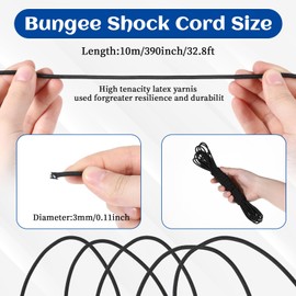 JIYIN Elastic Thread, 3 mm x 10 m, Black Elastic Nylon Band, Rubber Cord for DIY Jewellery Making, Clotheslines, Camping, Swings, Pendants, Shoelaces