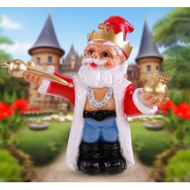 Kremers Schatzkiste Garden Gnome King Weatherproof PVC 40 x 37 x 15 cm Made in Germany - Double Varnished - UV Protection - Shatterproof - Majestic Garden Decoration for Patio and Lawn